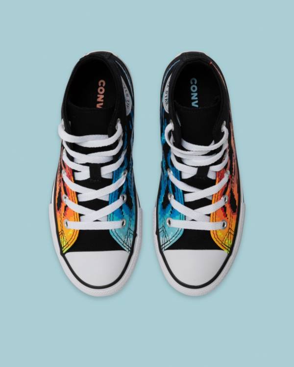 Tenis Altos Converse Chuck Taylor All Star Flame Print Bota Negros | CV-041AOY