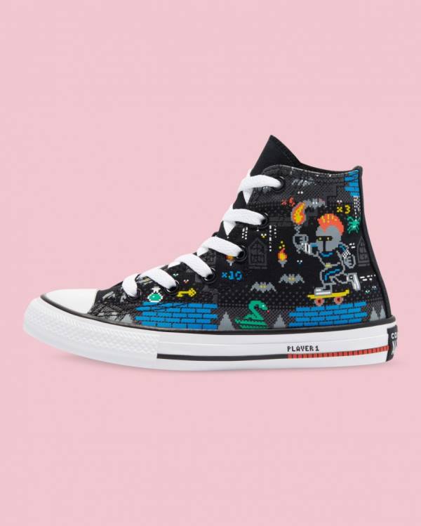 Tenis Altos Converse Chuck Taylor All Star Gamer Print Bota Negros | CV-063THB