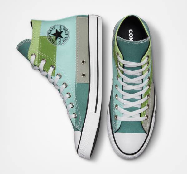 Tenis Altos Converse Chuck Taylor All Star Patchwork Bota Verdes Claro Azules | CV-087ZIU