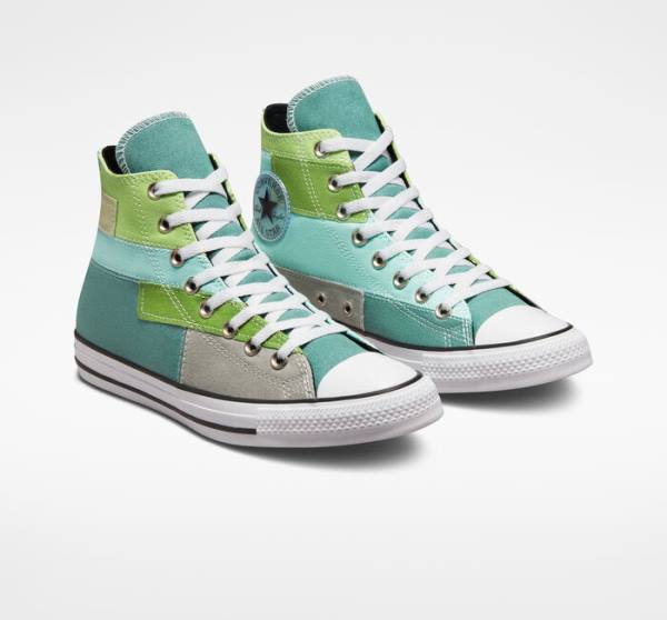 Tenis Altos Converse Chuck Taylor All Star Patchwork Bota Verdes Claro Azules | CV-087ZIU