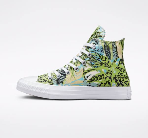 Tenis Altos Converse Chuck Taylor All Star Tropical Florals Bota Verdes Claro Blancos | CV-089LWM