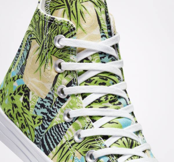 Tenis Altos Converse Chuck Taylor All Star Tropical Florals Bota Verdes Claro Blancos | CV-089LWM