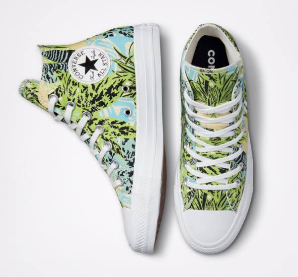 Tenis Altos Converse Chuck Taylor All Star Tropical Florals Bota Verdes Claro Blancos | CV-089LWM