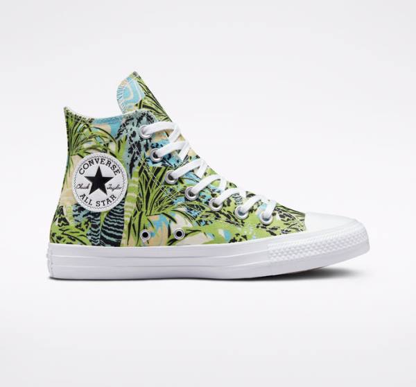 Tenis Altos Converse Chuck Taylor All Star Tropical Florals Bota Verdes Claro Blancos | CV-089LWM