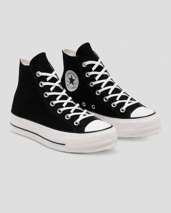 Tenis Altos Converse Chuck Taylor All Star Lift Lona Bota Negros | CV-103OFS