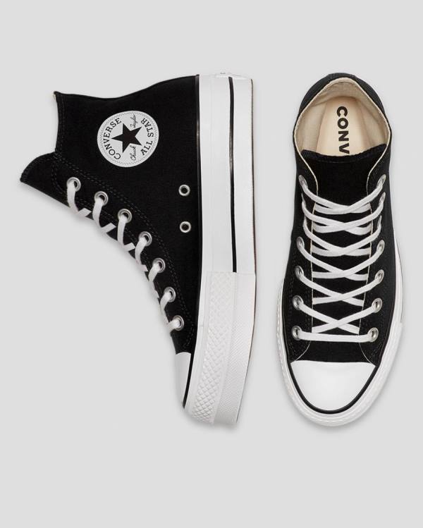 Tenis Altos Converse Chuck Taylor All Star Lift Lona Bota Negros | CV-103OFS