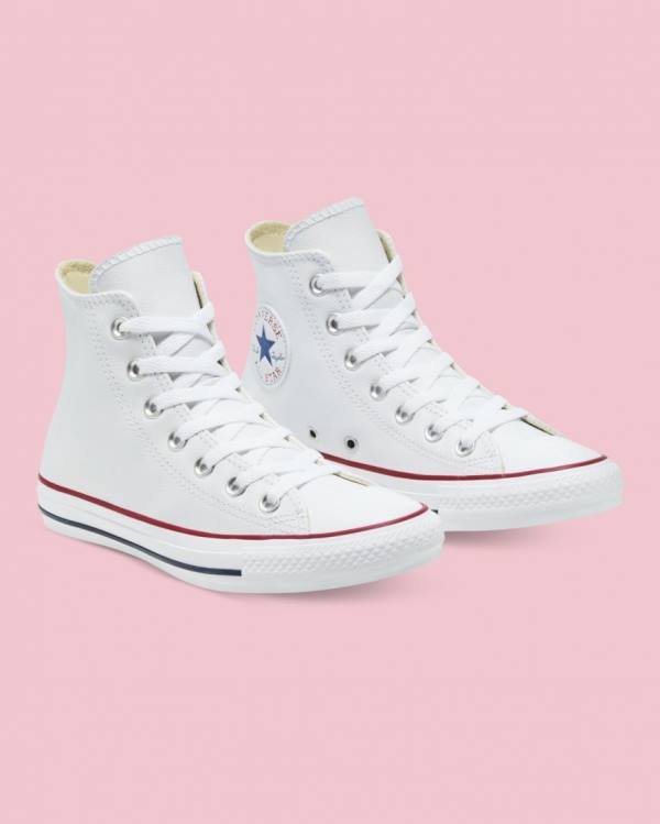 Tenis Altos Converse Chuck Taylor All Star Cuero Bota Blancos | CV-126FIT