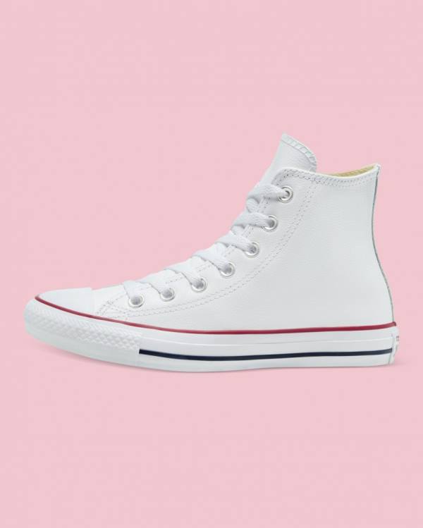 Tenis Altos Converse Chuck Taylor All Star Cuero Bota Blancos | CV-126FIT