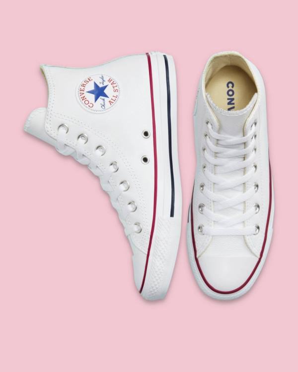 Tenis Altos Converse Chuck Taylor All Star Cuero Bota Blancos | CV-126FIT