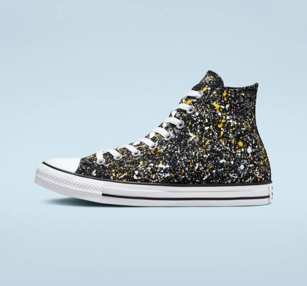 Tenis Altos Converse Chuck Taylor All Star Archive Paint Splatter Bota Negros Blancos | CV-187GUB