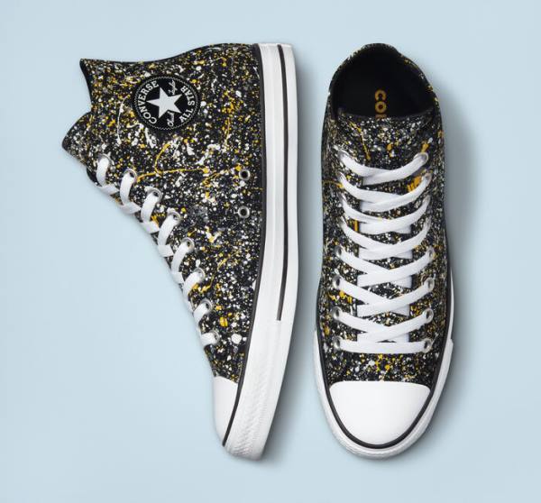 Tenis Altos Converse Chuck Taylor All Star Archive Paint Splatter Bota Negros Blancos | CV-187GUB