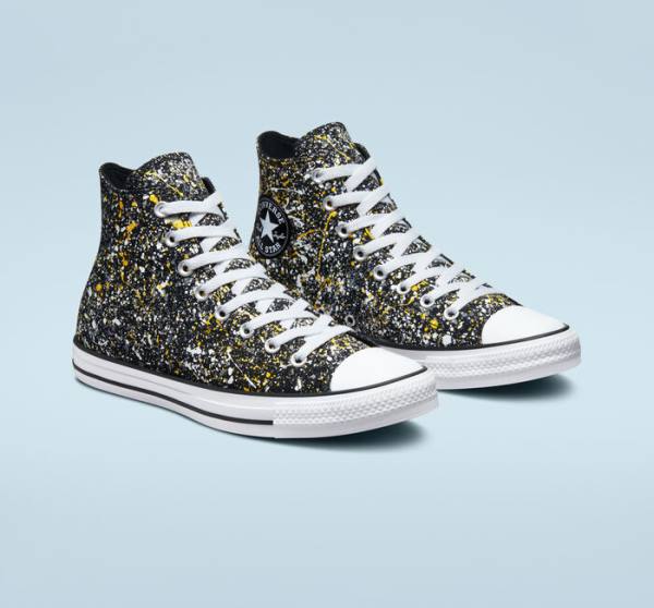 Tenis Altos Converse Chuck Taylor All Star Archive Paint Splatter Bota Negros Blancos | CV-187GUB