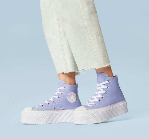 Tenis Altos Converse Chuck Taylor All Star 2X Lift Plataforma Pastel Gradient Bota Azules Blancos | CV-216BPU