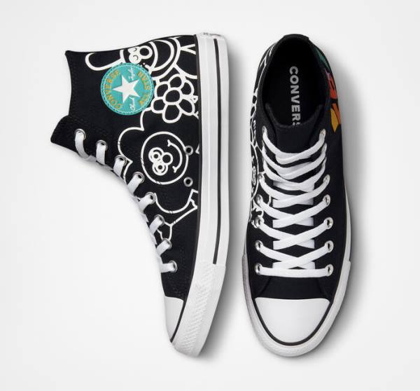 Tenis Altos Converse Chuck Taylor All Star Floral Bota Negros Blancos Azules | CV-278GTF