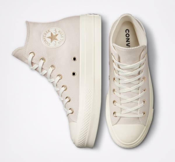 Tenis Altos Converse Chuck Taylor All Star Lift Plataforma Golden Elements Bota Marrom Dorados Claro | CV-284AYO