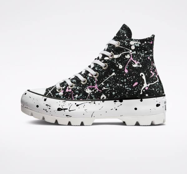 Tenis Altos Converse Chuck Taylor All Star Lugged Paint Splatter Bota Negros Grises Rosas | CV-310DKY