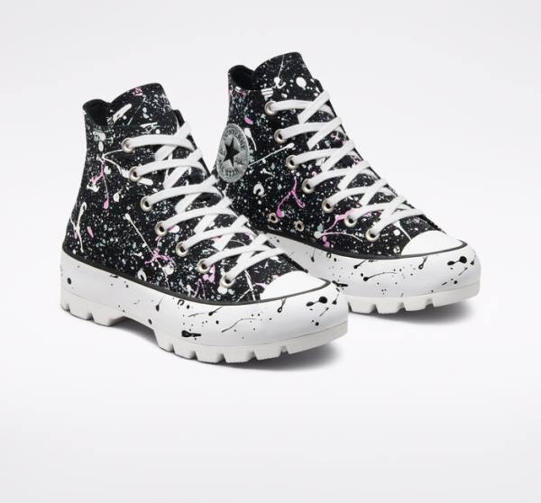 Tenis Altos Converse Chuck Taylor All Star Lugged Paint Splatter Bota Negros Grises Rosas | CV-310DKY