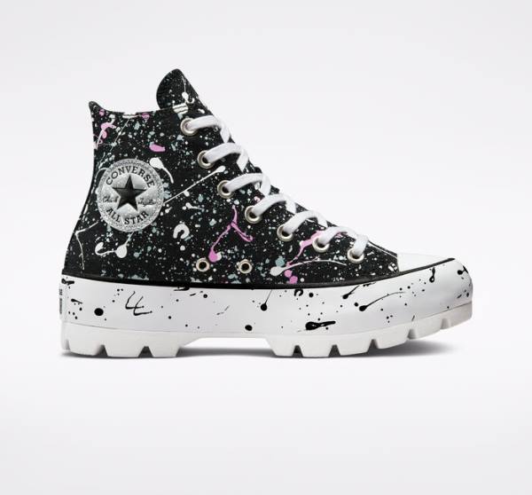 Tenis Altos Converse Chuck Taylor All Star Lugged Paint Splatter Bota Negros Grises Rosas | CV-310DKY