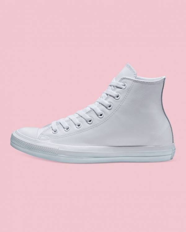 Tenis Altos Converse Chuck Taylor All Star Cuero Bota Blancos | CV-310MTK