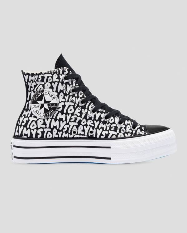 Tenis Altos Converse Chuck Taylor All Star My Story Double Stacked Lift Bota Negros | CV-319OMC