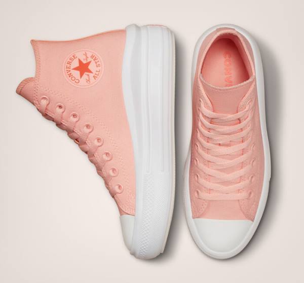 Tenis Altos Converse Chuck Taylor All Star Move Plataforma Lona Bota Rosas Blancos Rosas | CV-419UNE