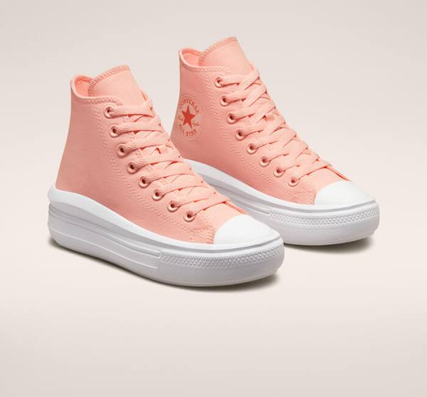 Tenis Altos Converse Chuck Taylor All Star Move Plataforma Lona Bota Rosas Blancos Rosas | CV-419UNE