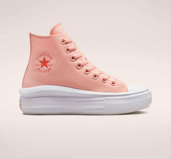 Tenis Altos Converse Chuck Taylor All Star Move Plataforma Lona Bota Rosas Blancos Rosas | CV-419UNE