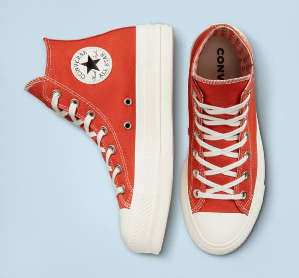 Tenis Altos Converse Chuck Taylor All Star Lift Plataforma Peaches Bota Naranjas Negros | CV-421GSW