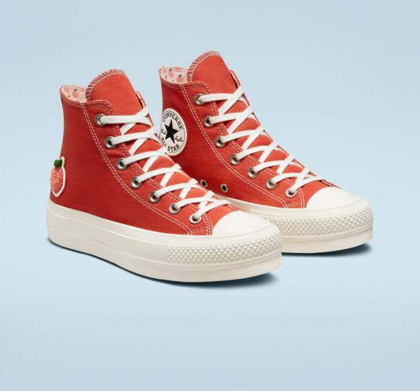 Tenis Altos Converse Chuck Taylor All Star Lift Plataforma Peaches Bota Naranjas Negros | CV-421GSW