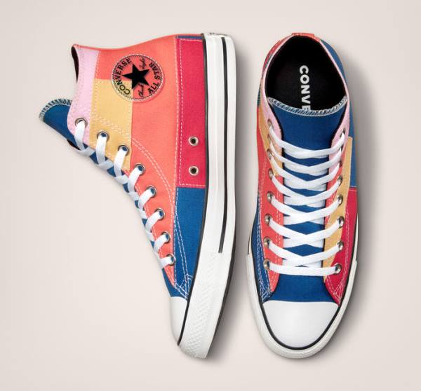 Tenis Altos Converse Chuck Taylor All Star Patchwork Bota Azules Rosas | CV-452YVN