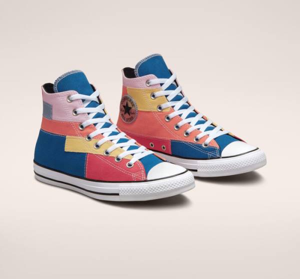 Tenis Altos Converse Chuck Taylor All Star Patchwork Bota Azules Rosas | CV-452YVN