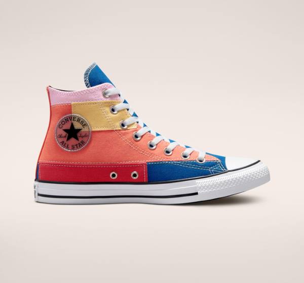 Tenis Altos Converse Chuck Taylor All Star Patchwork Bota Azules Rosas | CV-452YVN