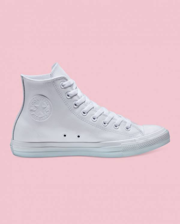 Tenis Altos Converse Chuck Taylor All Star Cuero Bota Blancos | CV-486YUP