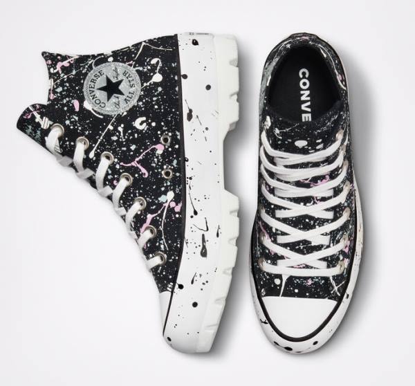 Tenis Altos Converse Chuck Taylor All Star Lugged Paint Splatter Bota Negros Grises Rosas | CV-491VNS