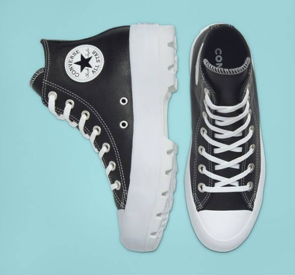 Tenis Altos Converse Chuck Taylor All Star Lugged Cuero Bota Negros Blancos | CV-517CJN