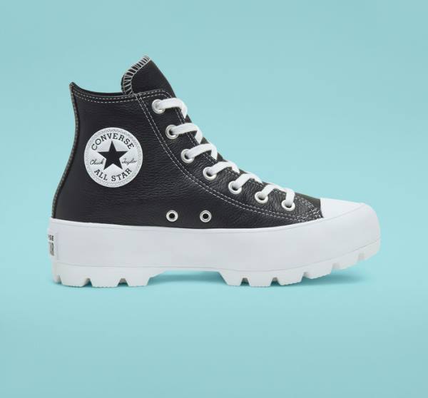 Tenis Altos Converse Chuck Taylor All Star Lugged Cuero Bota Negros Blancos | CV-517CJN