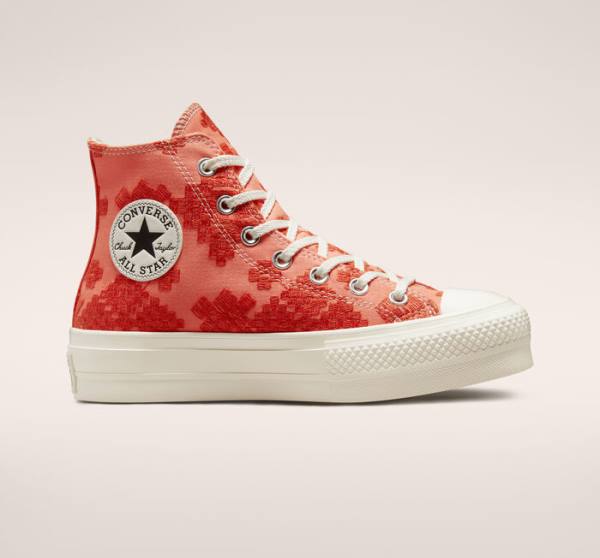 Tenis Altos Converse Chuck Taylor All Star Lift Plataforma Tonal Embroidery Bota Naranjas | CV-572BHL