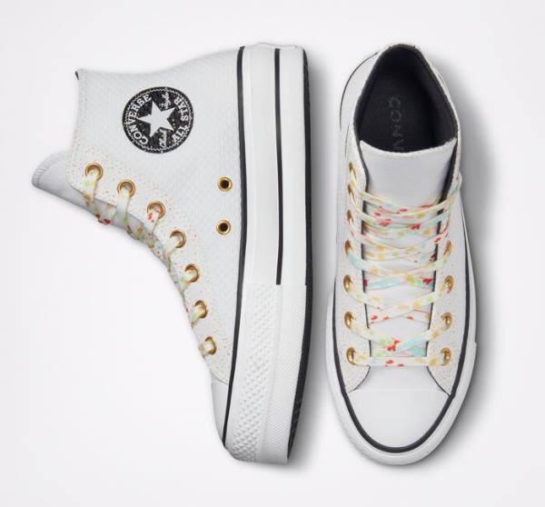 Tenis Altos Converse Chuck Taylor All Star Lift Plataforma Splatter Bota Blancos Blancos | CV-648YWZ