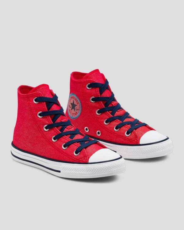 Tenis Altos Converse Chuck Taylor All Star Denim Reverse Twill Bota Rojos | CV-684DPY