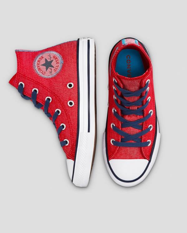 Tenis Altos Converse Chuck Taylor All Star Denim Reverse Twill Bota Rojos | CV-684DPY