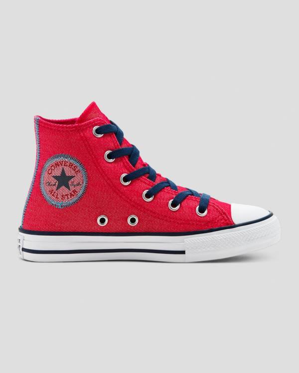 Tenis Altos Converse Chuck Taylor All Star Denim Reverse Twill Bota Rojos | CV-684DPY