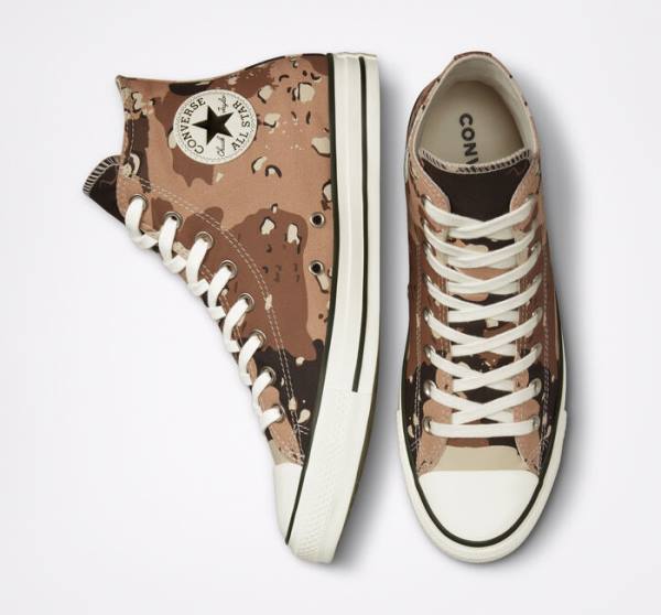 Tenis Altos Converse Chuck Taylor All Star Archive Camo Bota Marrom Negros | CV-698HFV