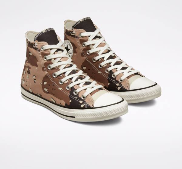 Tenis Altos Converse Chuck Taylor All Star Archive Camo Bota Marrom Negros | CV-698HFV