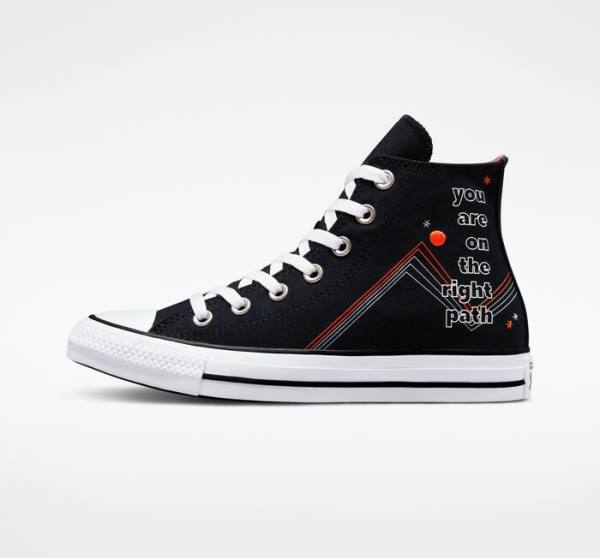 Tenis Altos Converse Chuck Taylor All Star You Are On The Right Path Bota Negros Blancos | CV-719UHF