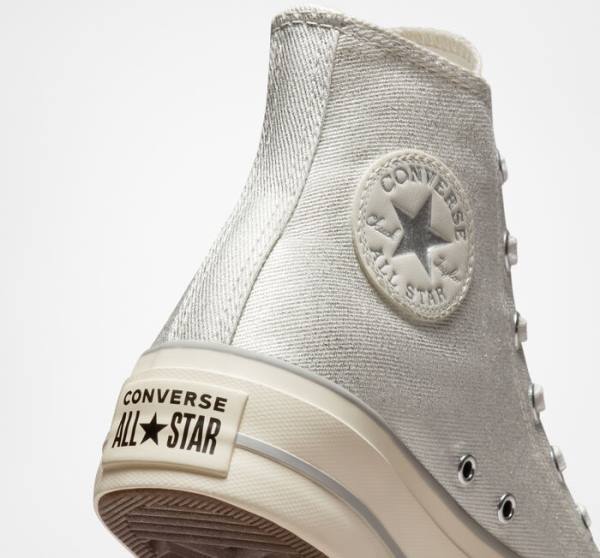 Tenis Altos Converse Chuck Taylor All Star Lift Plataforma Metallic Twill Bota Plateados Plateados | CV-752AHK