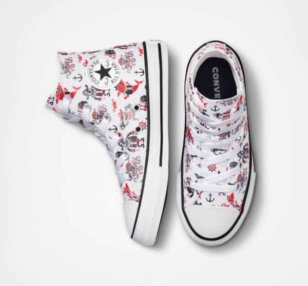 Tenis Altos Converse Chuck Taylor All Star Pirates Bota Blancos Rojos Negros | CV-784OPB