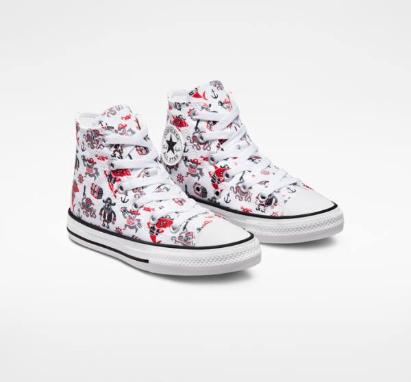 Tenis Altos Converse Chuck Taylor All Star Pirates Bota Blancos Rojos Negros | CV-784OPB