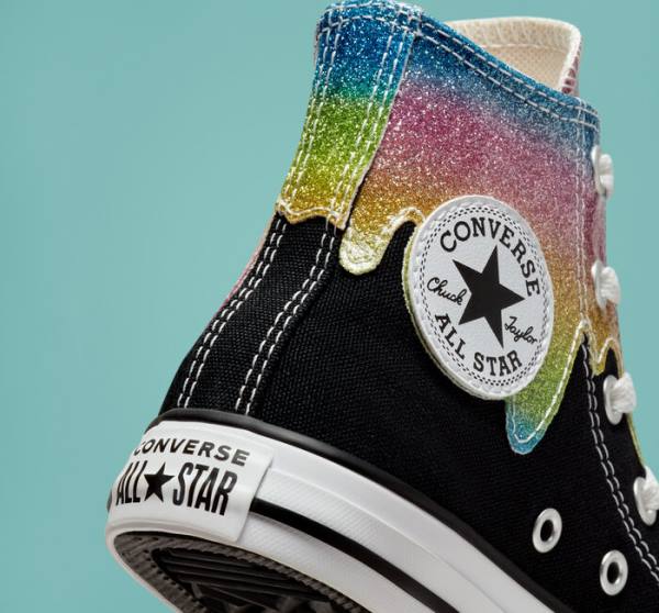 Tenis Altos Converse Chuck Taylor All Star Glitter Drip Bota Beige | CV-860IOL