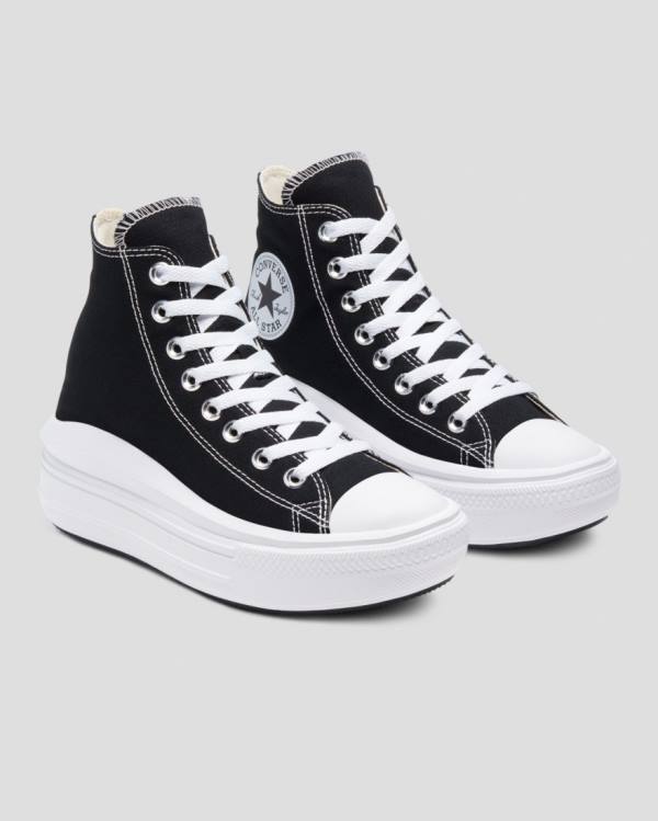 Tenis Altos Converse Chuck Taylor Move Plataforma Bota Negros | CV-821SFL