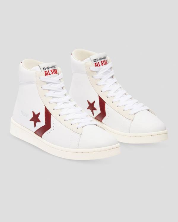 Tenis Altos Converse Pro Cuero Italy Bota Blancos Rojos | CV-094QKX